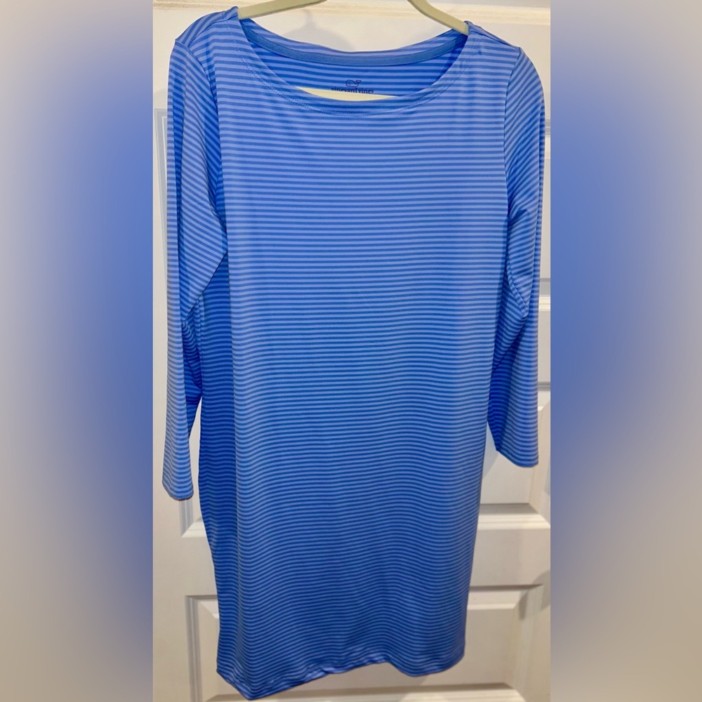 Women’s Vineyard Vines Blue Striped Sankaty Dress Size L